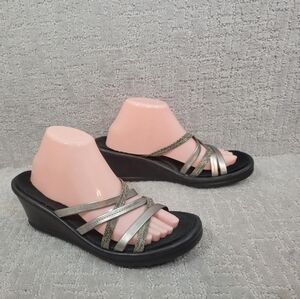 𝅺skechers Memory Foam Women's Size 11 Multicolor Wedge Strappy Platform Sandals